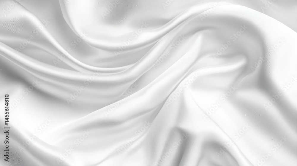 Fototapeta premium White silk fabric texture elegant drapes and soft folds background