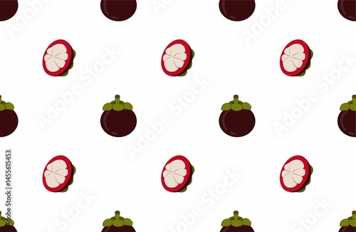 white color background with mangosteen seamless pattern. mangosteen geometric pattern.