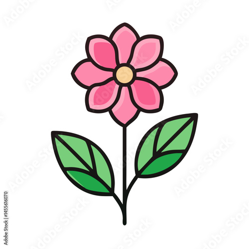 Wallpaper Mural Pink Flower with Leaves Icon Design Torontodigital.ca