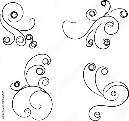 Elegant Black Swirl Design Elements Set for Decoration