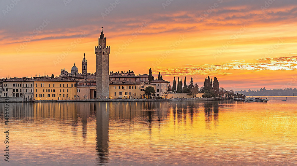 Fototapeta premium Sunrise over Island Town