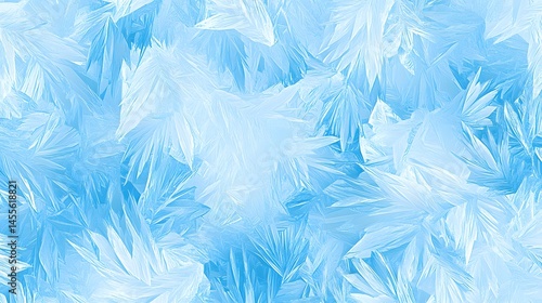 A blue and white artistic image of frozen icy crystals