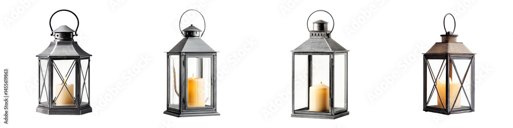 Fototapeta premium Decorative lanterns with candles for home and outdoor lighting