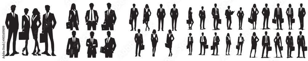 vector silhouette of business people standing upright vector silhouette of business people standing upright