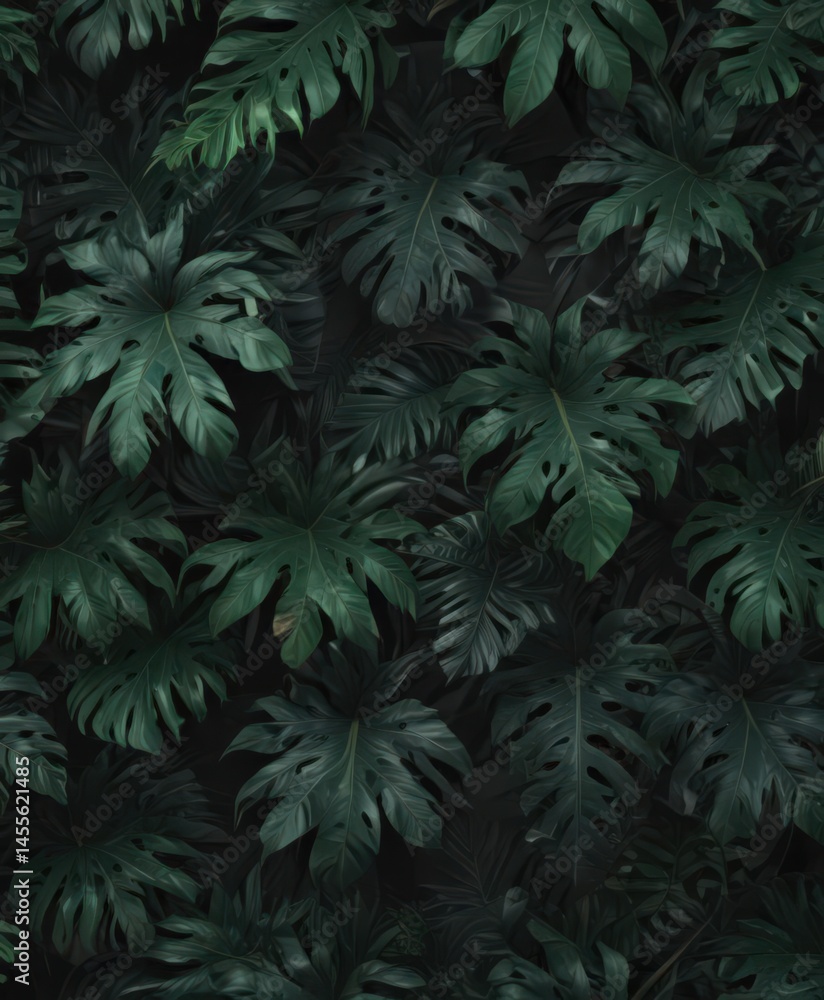 Intricate black & deep green tropical leaf pattern, abstract design , bold, pattern Intricate black & deep green tropical leaf pattern, abstract design , bold, pattern