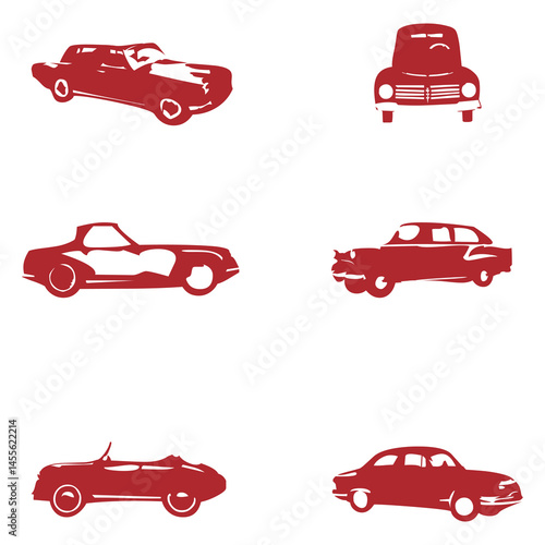 Red cars that combine retro style with dynamic energy, ideal for branding that reflects passion and speed.