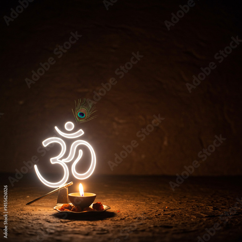 Illuminated Om Symbol with ...