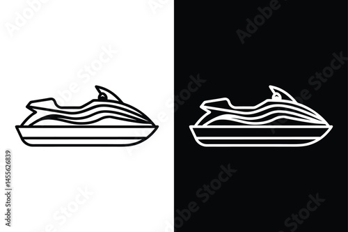 Simple Jet Ski Icon. Flat Line Drawing for Websites and Apps