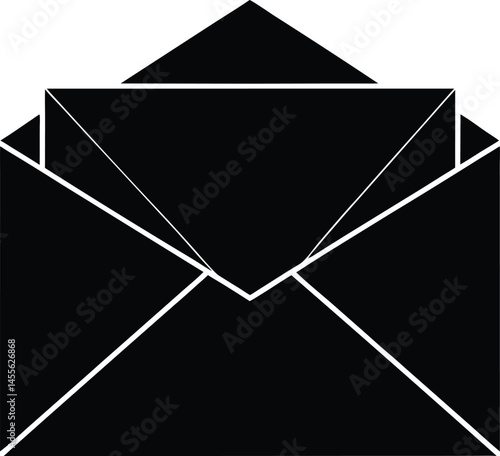 envelope being opened on white background