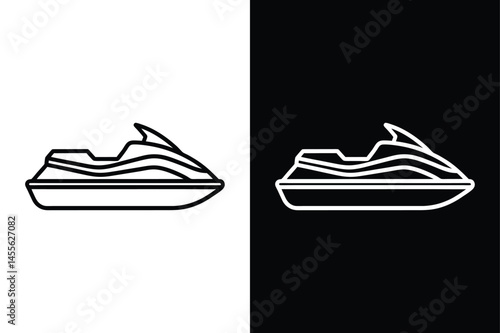 Jet Ski Scooter Outline. Minimalist Black and White Vector