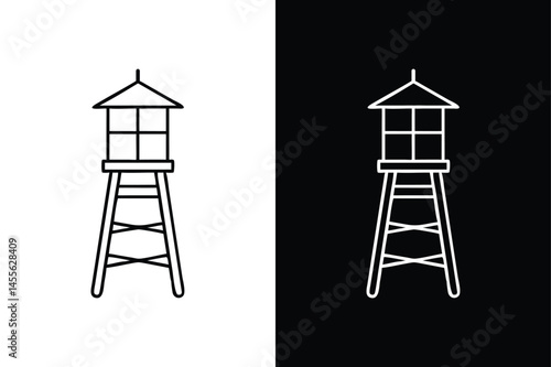 Watch Tower Line Icon. Clean Vector Drawing in Black and White