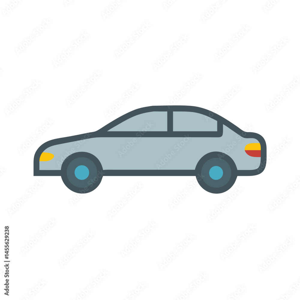 Fototapeta premium Side View Sedan Car Icon Design