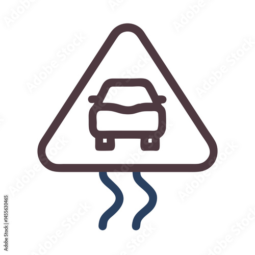 Slippery Road Warning Symbol Icon Design