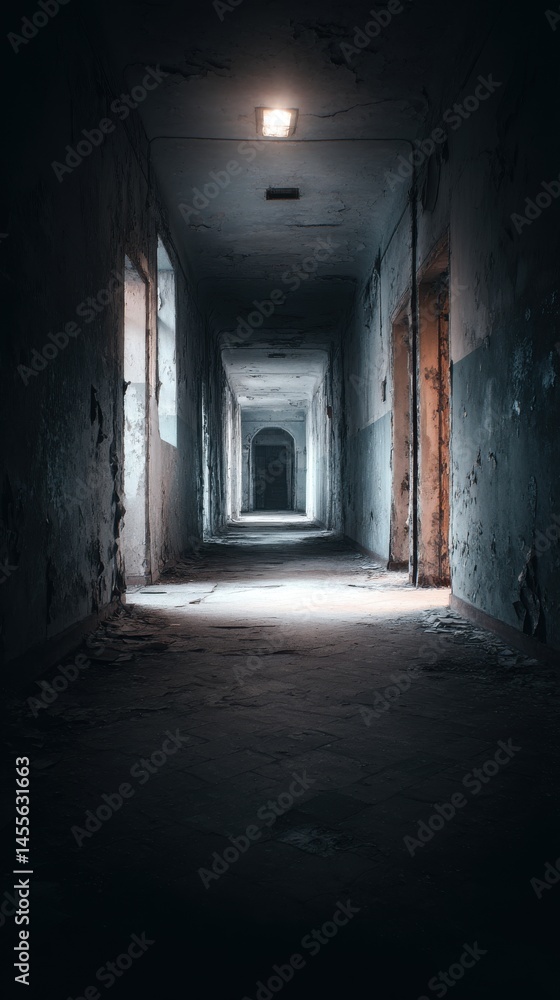 A stunning image of stunning image of stunning image of creepy dark corridor in abandoned hospital, scary underground passage in old building, concept of horror, hallway. A stunning image of stunning image of stunning image of creepy dark corridor in abandoned hospital, scary underground passage in old building, concept of horror, hallway.