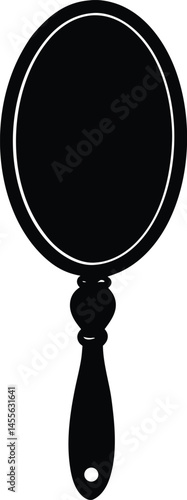 hand mirror with handle on white background