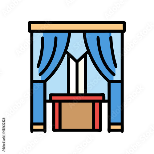 Voting Booth with Curtain Icon Design