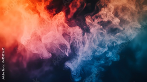 Abstract swirling smoke, vibrant colors, dramatic effect.