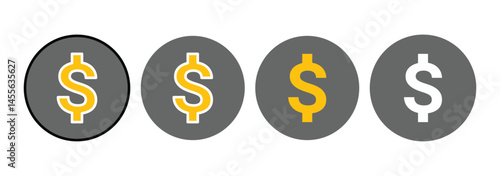 American dollar currency icon set. Dollar sign. Usd vector icon. 