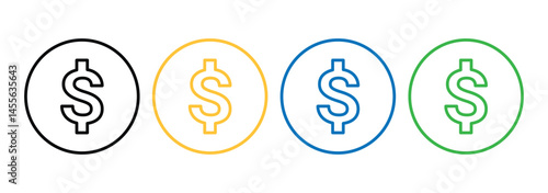 American dollar currency icon set. Dollar sign. Usd vector icon. 