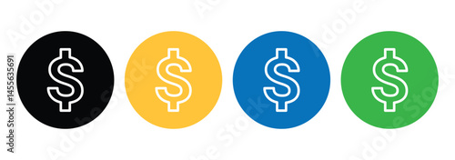 American dollar currency icon set. Dollar sign. Usd vector icon. 