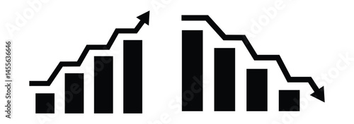 Growing graph Icon vector illustration. Profit growing arrow icons. Chart increase, decrease profit. Growth success arrow icon.