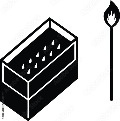 matchbox with striker on white background  .eps
