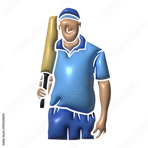 Cricket Batsman and Bowler Silhouette Elements With 3d Style