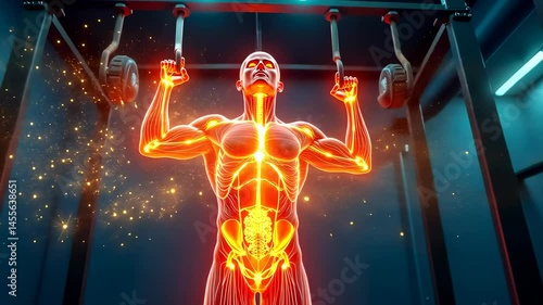 Muscles big, Strength training, Bodybuilding growth. Muscle anatomy. Muscles glow during heavy lifts. Protein synthesis boosts muscle recovery. Exercise longevity increases stamina gains.