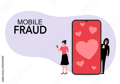 Woman was tricked by criminals into falling in love. Romance scam, cyber crime.