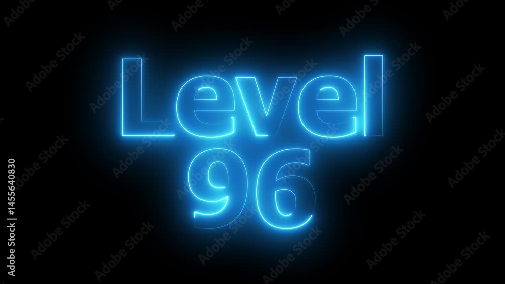 Level 96 animation by cyan color neon on black background. Level 96 animation by cyan color neon on black background.