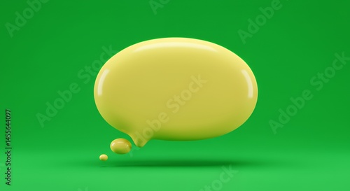 Abstract Yellow Speech Bubble on Green Background