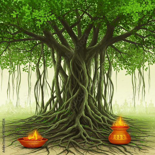 Ancient Banyan Tree with Bu...