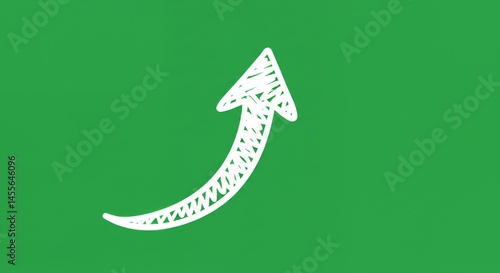 Hand-Drawn Upward Arrow on Green Background: Growth, Progress, and Success