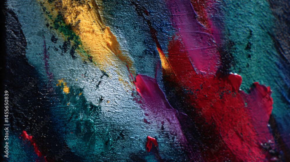 Creative acrylic surface with a rough texture and colorful paint bed creating bold construction Creative acrylic surface with a rough texture and colorful paint bed creating bold construction