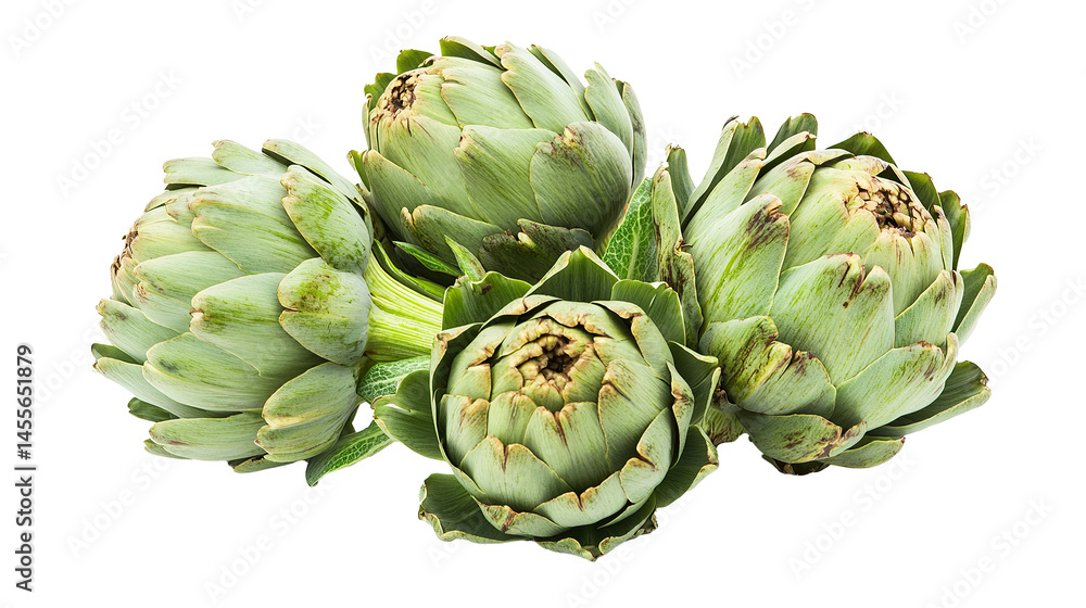 Fototapeta premium Artichoke Isolated in White background, Full size Vegetable