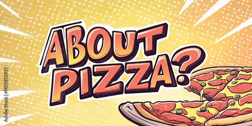 Colorful comic style about pizza sign with pepperoni slices