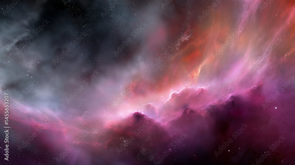 Fototapeta premium Vibrant Cosmic Nebula with Colorful Gas and Dust Patterns