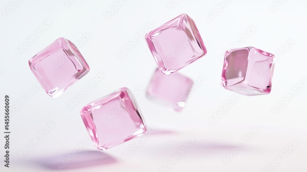 Colorful Translucent Pink Cubes Float Gracefully Against a Light Background Creating a Playful and Artistic Composition Colorful Translucent Pink Cubes Float Gracefully Against a Light Background Creating a Playful and Artistic Composition