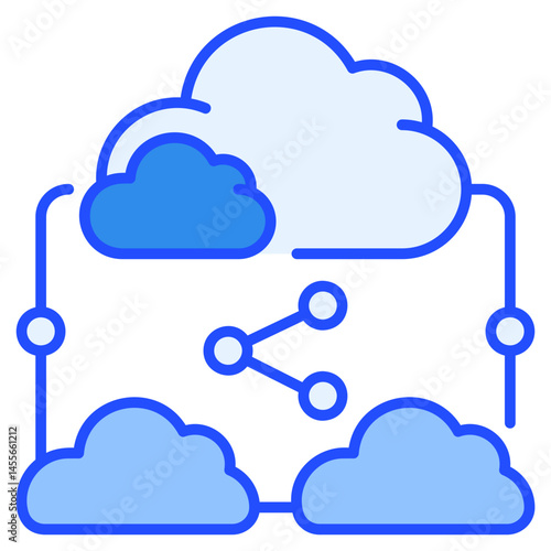 Cloud Sharing Blue Icon
