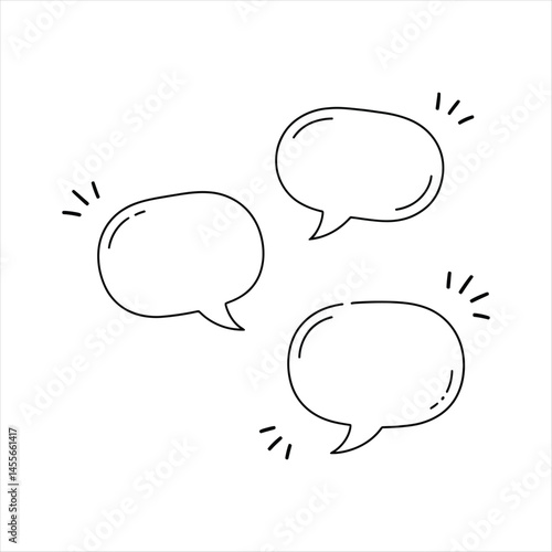 Hand drawn speech bubbles communication concept doodle illustration on a clean white background