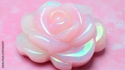 Pastel Rose Close Up on Pink Background with Iridescent Sheen for Feminine Designs