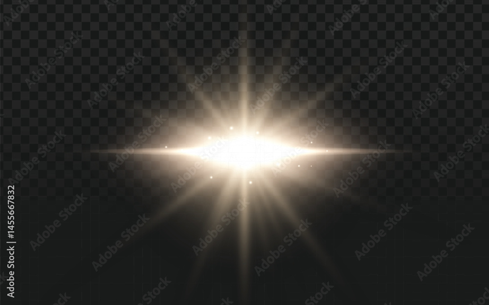 Bright vector light effect overlay with starburst rays and lens flare. Dynamic graphic element perfect for adding highlights, glow, or a magical touch to digital designs. Transparent background. Bright vector light effect overlay with starburst rays and lens flare. Dynamic graphic element perfect for adding highlights, glow, or a magical touch to digital designs. Transparent background.