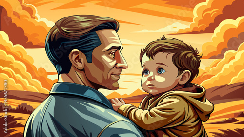 Father and baby playing together, capturing love, happiness vector, and strong family bond. Ideal for parenting, fatherhood, family lifestyle, and happy childhood themes
