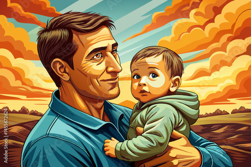 Father and baby playing together, capturing love, happiness vector, and strong family bond. Ideal for parenting, fatherhood, family lifestyle, and happy childhood themes