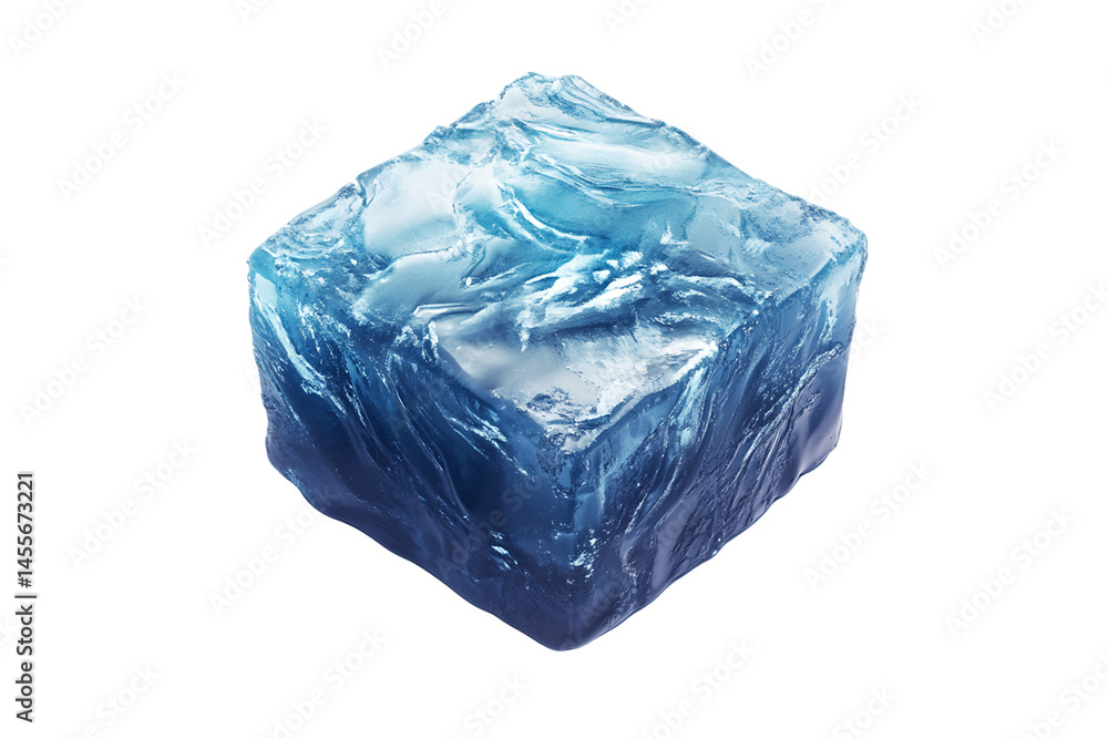 Translucent Blue Ice Cube on Transparent Background, PNG Translucent Blue Ice Cube on Transparent Background, PNG
