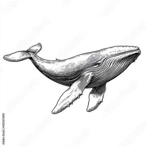 Blue whale simple line drawing