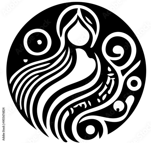 Beauty Salon Logo design with floral pattern in black and white