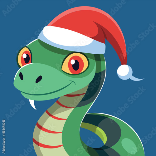 Christmas Snake in Santa’s Red Hat