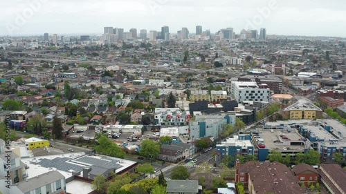 Aerial view of urban Oakland California downtown, buildings, residence, homes 03