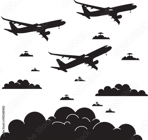 airplane flying over the clouds, airplane, plane, aircraft, sky, jet, travel, fly, air, flight, transportation, transport, flying, aviation, aeroplane, airliner, cargo, landing, airport, passenger, bu